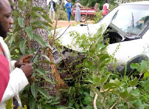Photo of NPP candidate monitoring EC registration exercise involved in accident at Bole-Bamboi