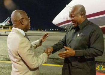 President Mahama arrives in Abidjan for President Ouattara’s swearing-in