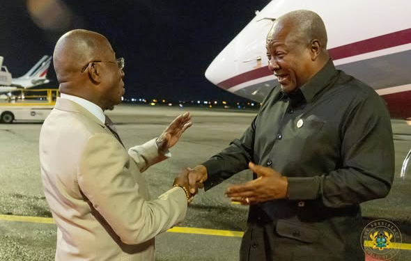 President Mahama arrives in Abidjan for President Ouattara’s swearing-in
